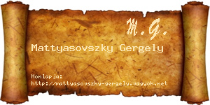 Mattyasovszky Gergely névjegykártya